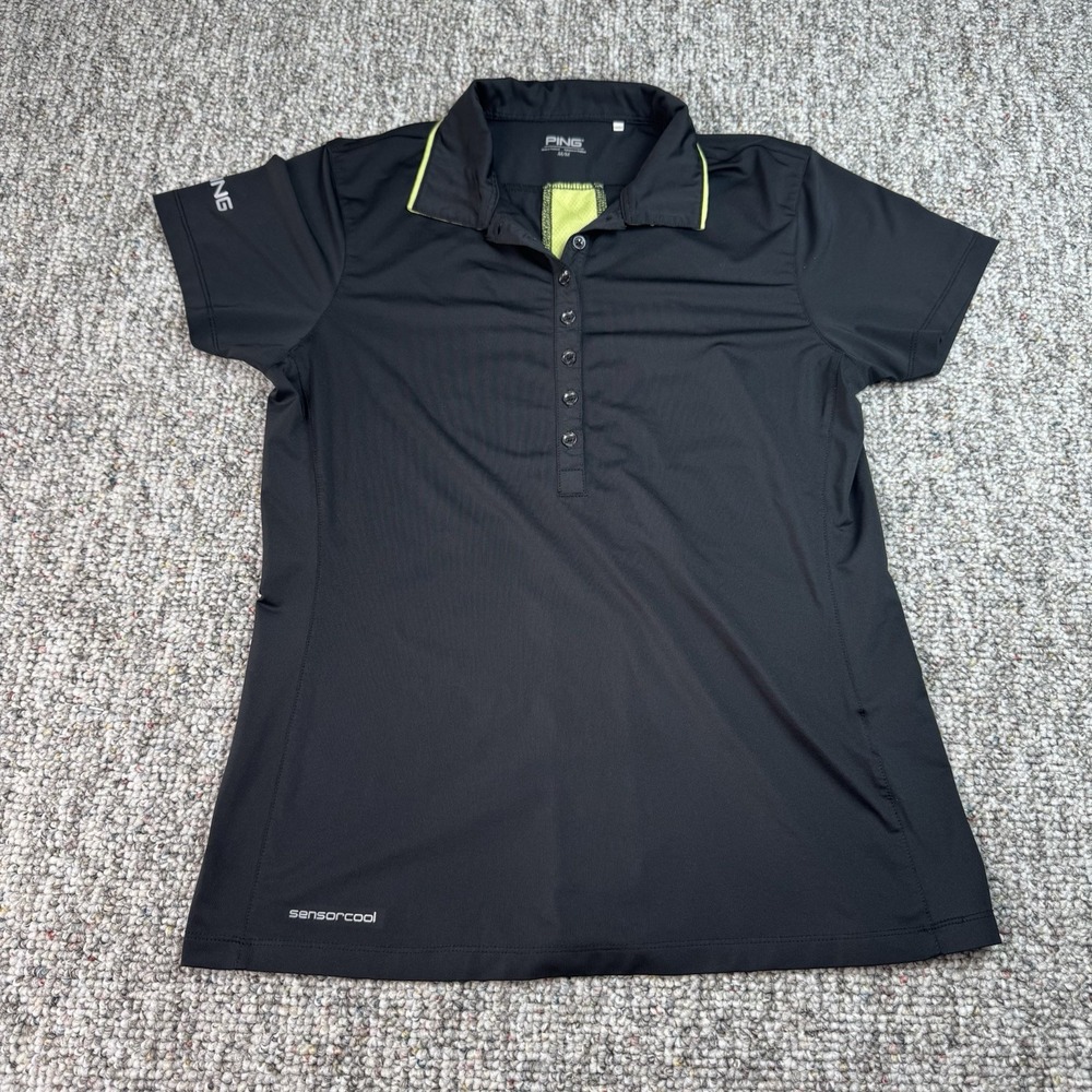 Ping Polo Shirt Womens Medium Golf Performance Top Sensorcool Black Lime